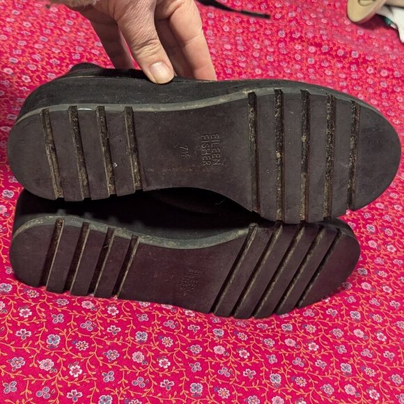 Eileen Fisher Chelsea Wedge Washed Leather Platform Lug Boot Chunky 7.5 - Picture 6 of 11